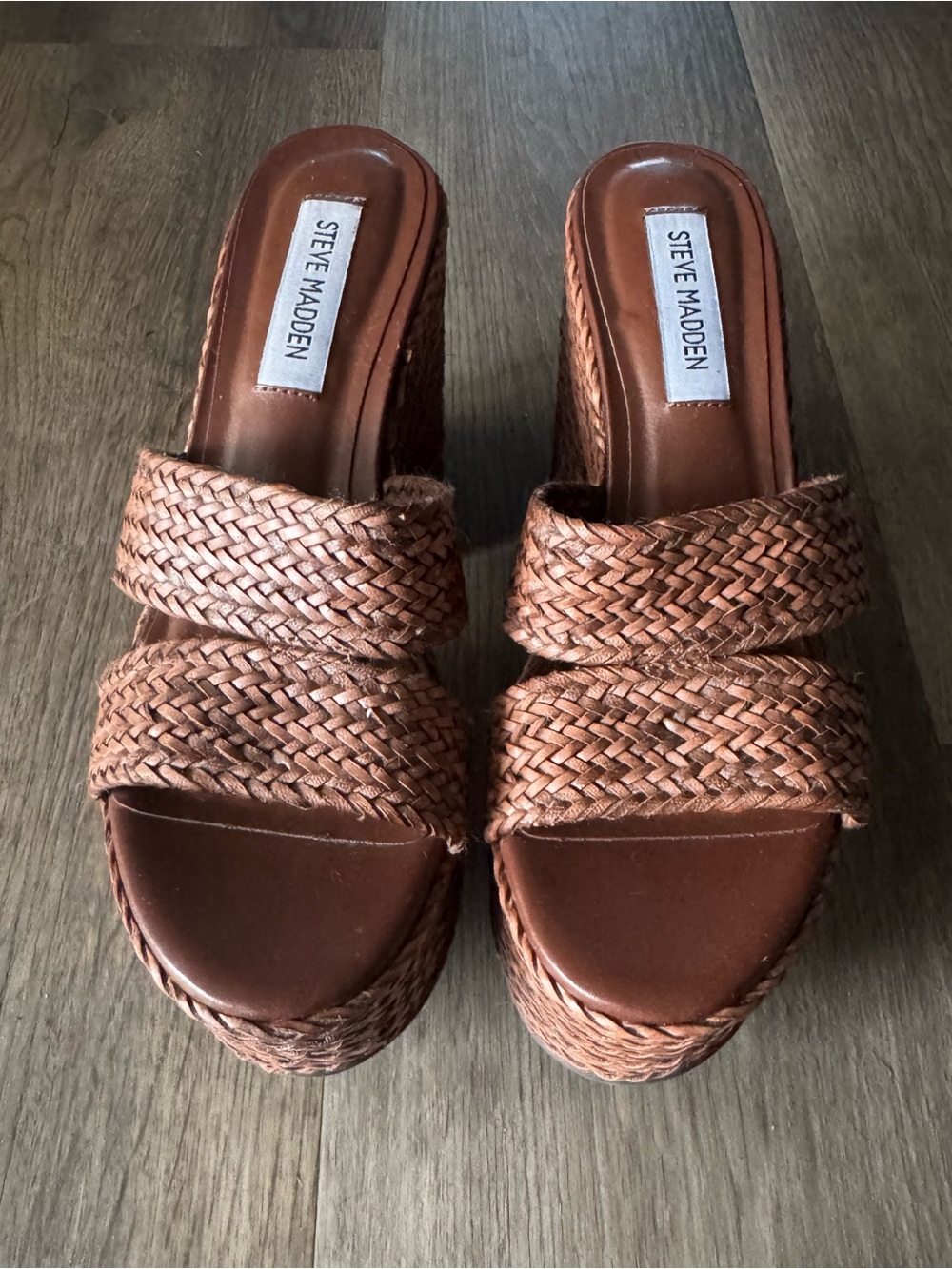 Steve Madden Woven Tan Platform Mules - Picture 3 of 5